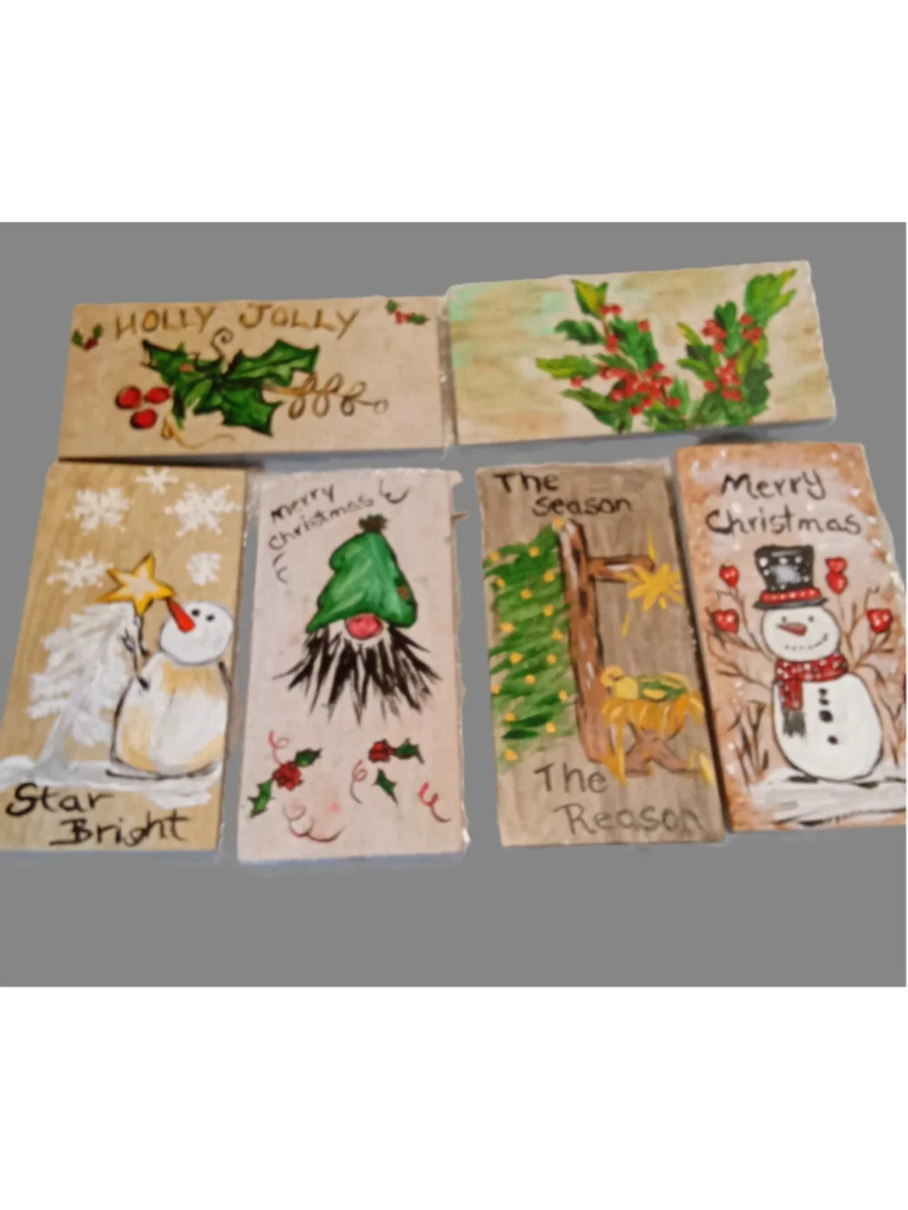 Cozy Hand-Painted Christmas Tile Set- Holiday Decor (6Pc) by Heaven & Hearts